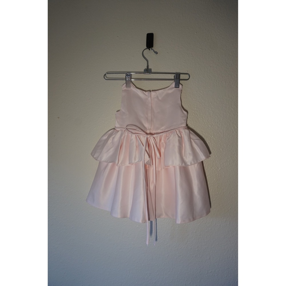 The Rain Kids Corp Party Dress Tiered Peplum Satin First Birthday Pink 12M